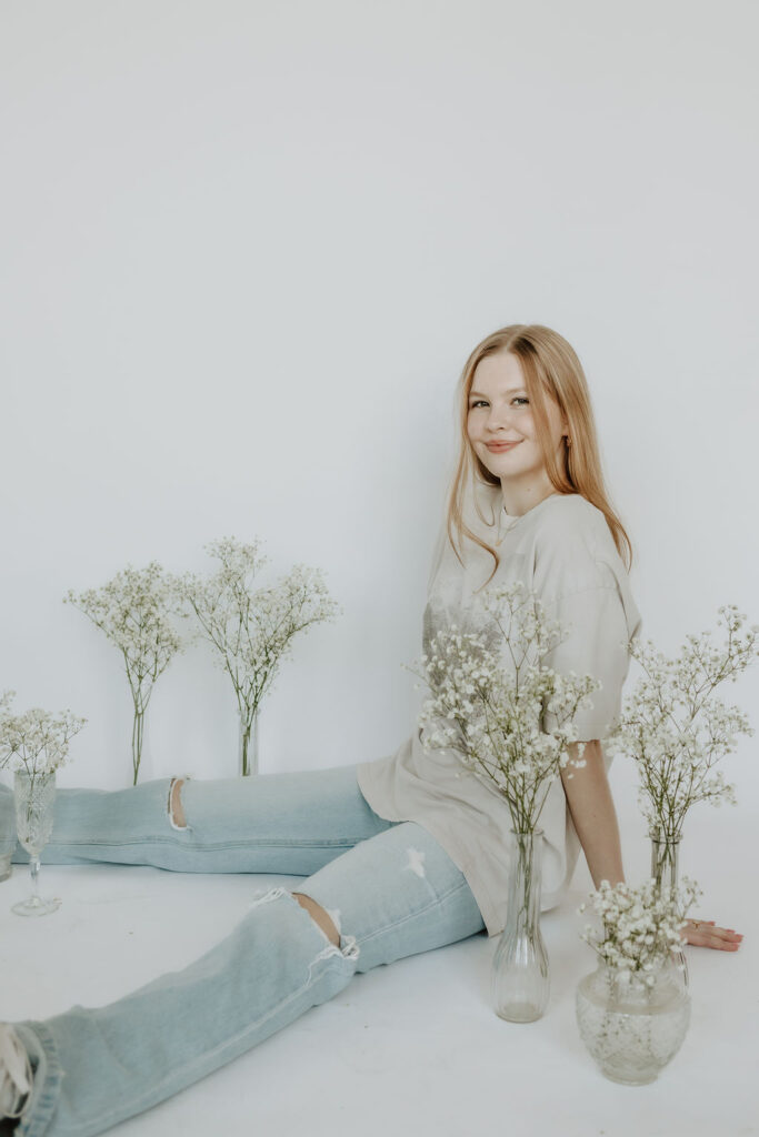 girl sitting and posing for brand photos