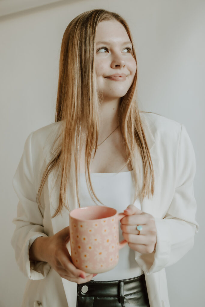 pinterest manager drinking matcha